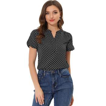 FAROOT Women's Mesh Tops Casual Slim Fit See Through Boat Neck Short Sleeve  Dot Shirt for Summer 