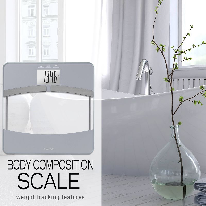 Glass Body Composition Personal Scale Gray/Clear - Taylor, 6 of 12