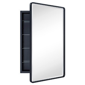 TEHOME Farmhouse Recessed Metal Rectangular Bathroom Medicine Cabinets with Mirror - 1 of 4