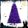 Tangkula Artificial Tree, Black Halloween Tree w/ Purple LED Lights - 3 of 4