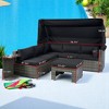 7-Piece Outdoor Patio Furniture Set with Retractable Canopy,Wicker Rattan Sectional Sofa with Washable Cushions for Lawn,Garden, Backyard, or Poolside - 2 of 4