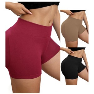 INSPIRE CHIC 3 Packs Women's Slimming Waist Butt Lifter Control Panties Workout Sport Running Shaper Short - 1 of 4