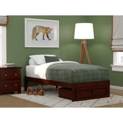AFI Furnishings Colorado Twin Bed with Foot Drawer and USB Turbo Charger in Walnut