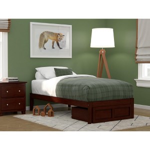 AFI Furnishings Colorado Twin Bed with Foot Drawer and USB Turbo Charger in Walnut - 1 of 4