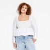 Women's Long Sleeve Square Neck Bubble Top - Wild Fable™ - image 2 of 3