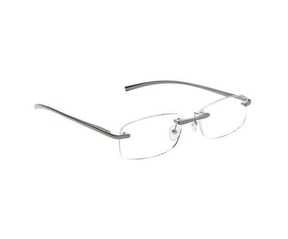 San Jose Reading Glasses - Rimless with brushed gun tmpls. +2.25