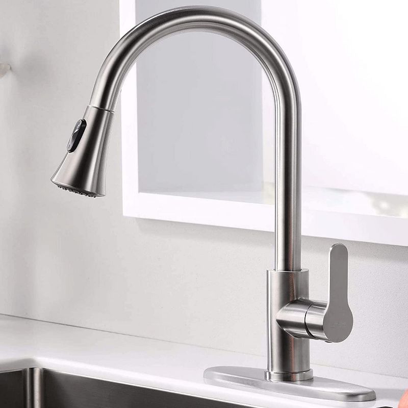Amazing Force Single Handle Pull Down Sprayer Kitchen Faucet with 2 Modes, 1 of 9