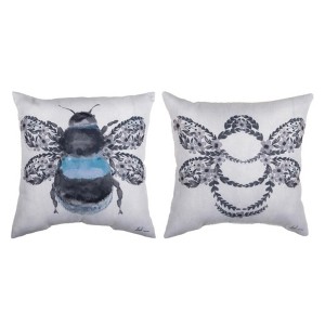 Manual Woodworkers & Weavers Bee Noir Climaweave 18×18 inch Farmhouse Pillow - 1 of 3