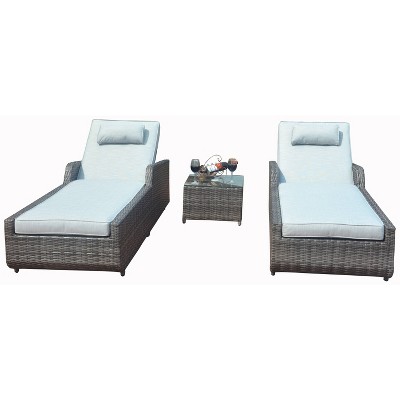 Vida 3pc Patio Chaise Lounge Set - Gray - Direct Wicker