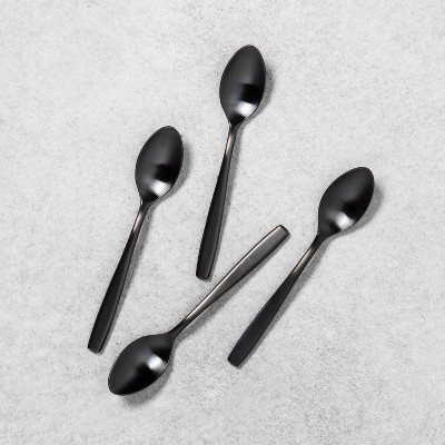 4pc Matte Finish Appetizer Spoon Set Black - Hearth &#38; Hand&#8482; with Magnolia