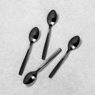 4pc Matte Finish Appetizer Spoon Set Black - Hearth & Hand™ with Magnolia