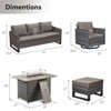 Buenhomino 6 Peices Outdoor Patio Furniture Set with 41" Fire Pit Table, Wicker Swivel Rocking Chairs Conversation Sets for Yard Garden Porch - 3 of 4