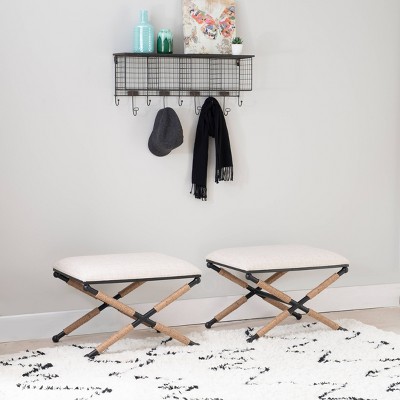 Ashburn Transitional Rope-Detailed Black Metal Accent Stool