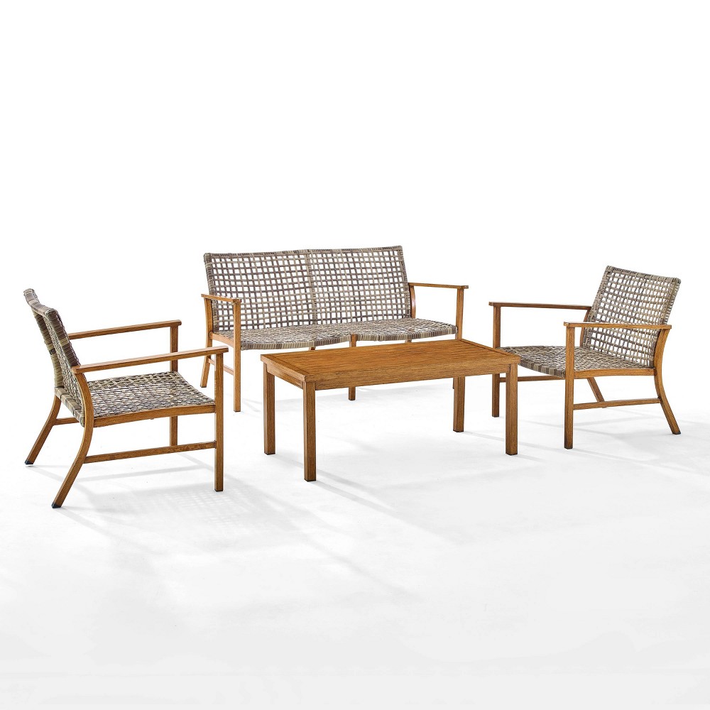Ridley 4pc Outdoor Wicker & Metal Conversation Set Gray Crosley