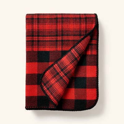 Patchwork Plaid Throw Blanket Red/Black - Woolrich x Target