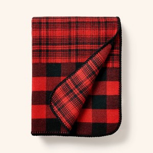 Patchwork Plaid Throw Blanket Red/Black - Woolrich x Target - 1 of 4