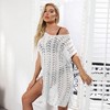 Cover Ups for Womens Bathing Suits Pointelle Knit Cap Sleeve Crochet Knit Bikini Sets Cover Up Dress with Thigh Slit Side Tie Beach Dress - 4 of 4