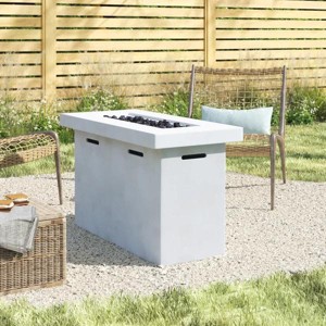 25" H x 42" W Fiber Reinforced Concrete Outdoor Fire Pit Table with Cover and Lava Rocks - 1 of 4
