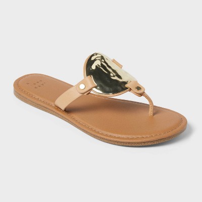 Women's Layla Ornament Thong Sandals - A New Day™ Tan