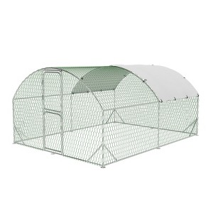 Large Metal Chicken Coop, Chicken Runs for Yard with Cover, Large Chicken Run with Double Door, Walk in Chicken Coop - 1 of 4