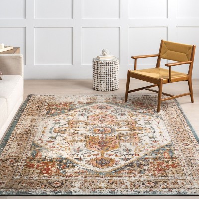 Beige Vintage Medallion Synthetic Area Rug
