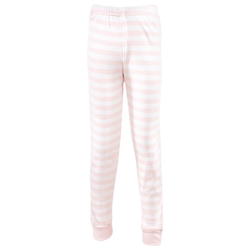 Hudson Baby Infant Girl Cotton Pajama Set, Soft Pink Stripe, 4 of 5