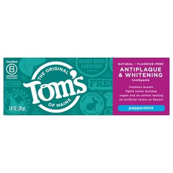 Tom's of Maine Antiplaque and Whitening Natural Toothpaste - Peppermint - Trial Size - 1oz