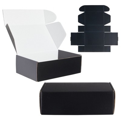 Stockroom Plus 25 Pack Corrugated Packaging Boxes for Shipping, Cardboard Mailers for Small Business, Boutiques, Mailing Gifts, Black, 9 x 6 x 3 in