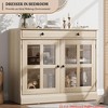 35.4 in Sideboard Buffet Cabinets w/ Glass Door, Buffet Cabinet w/ Storage, White&Brown Sideboard Cabinet w/ Drawer, Modern Buffets & Sideboards - 4 of 4