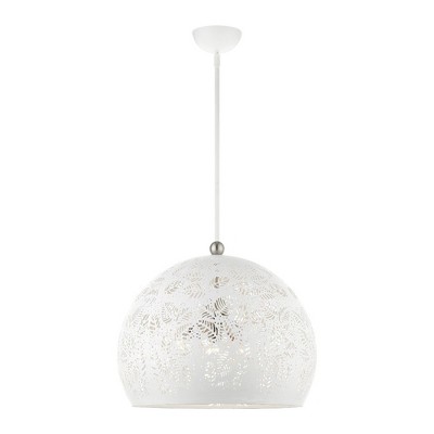 Livex Lighting Chantily 3 - Light Pendant in  White/Brushed Nickel