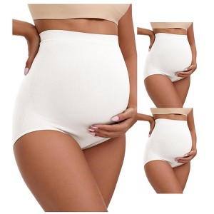 INSPIRE CHIC 3 Packs Women's High Waist Maternity Briefs Butt Lifter Seamless Comfortable Pregnancy Ladies Panties - 1 of 4
