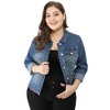 Agnes Orinda Women's Plus Size Classic Denim Long Sleeve with Pockets Fashion Jean Jackets - 2 of 4