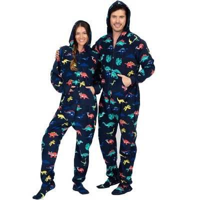 Footed Pajamas - Dinosaur Kingdom Adult Hoodie Fleece Onesie : Target