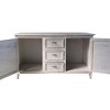 The Urban Port 64" Farmhouse Carved Sideboard Console Buffet Mango Wood 2 Engraved Doors 3 Drawers Antique White - 4 of 4