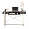 INFURNIC Writing Desk Compact Modern Desk with Hidden Keyboard Tray and Sturdy Construction for Home Office, Brown, 47.24"*20"*30" - 3 of 4