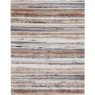Gilmore Modern Stripes Ivory/Orange/Gray Area Rug