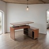 Vynxaria 55.1'' Walnut L-Shaped Executive Desk Height Adjustable (28"-38.5"), Storage Drawers/Cabinet, Home Office Desk - 4 of 4