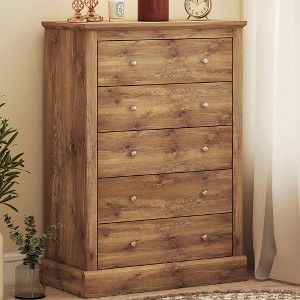 HOMCOM Farmhouse Dresser for Bedroom with 5 Drawers, 31" Wide Chest of Drawers - 1 of 4