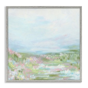 Stupell Industries Pastel Flower Field Framed Giclee Art, Gray, 17" x 17" - 1 of 4