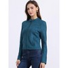 Allegra K Women's Faux Suede Stand Collar Zip Up Long Sleeve Moto Biker Jacket - 2 of 4