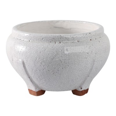 Modern Flower Pot for Home Decor with Raised Base - Indoor and Outdoor Plant Pot for Succulents, Houseplants, Patio, or Garden Decor - 6" White
