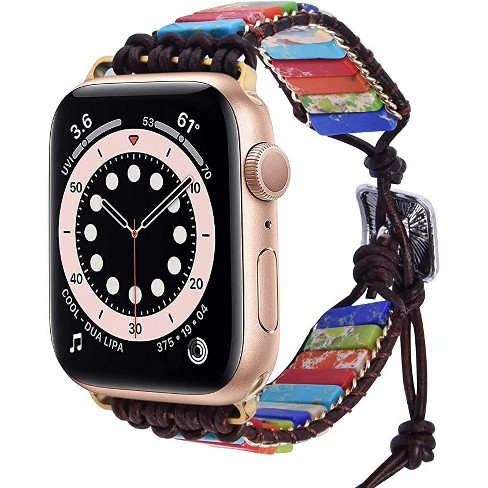Women Elegance Pearl Gemstones Leather Strap For Apple Watch 41mm 45mm  Watch Bracelet Straps For Apple Watch 7 6 5 - Buy Women Elegance Pearl  Gemstones Leather Strap For Apple Watch 41mm