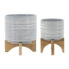 Gulches 2 Piece Ceramic Aztec Planters w/ Saucers, Sizes 4.5x4.5x4.5" & 6x6x5.75" - Perfect for Hall, Bedroom, Florist etc. - 3 of 4