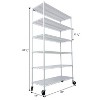 Vynxaria White Heavy Duty Utility Storage Shelves with Wheels - 6 Tier, 6000 lbs Capacity, 82"H x 48"L x 18"D - 3 of 4