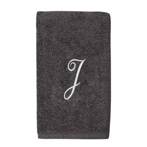 Avanti  Granite with Silver Script Monogram Bath Towel Letter   J - 1 of 3