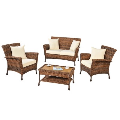 4pc Faux Sea Grass Collection Patio Set - W Unlimited