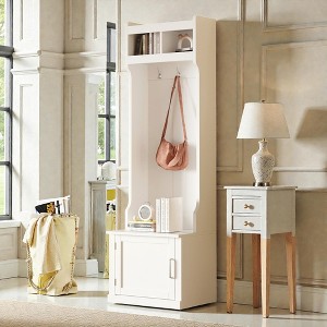 Mshliw Slim Hall Tree with Storage Cabinet Bench and Coat Rack with 6 Hooks for Entryway Hallway Living Room - 1 of 4