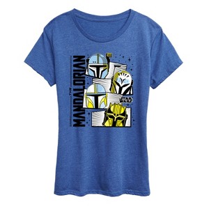 Women's - Star Wars - The Mandalorian Mando Helmet Grid Short Sleeve Graphic T-Shirt - 1 of 4