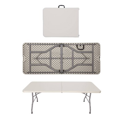 Hampden 72" Gray Plastic and Steel Fold-In-Half Table