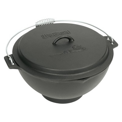 Bayou Classic 7419 3-gal Cast Iron Jambalaya Kettle w/ Lid Features Coil Wire Handle Domed Lid Perfect For Traditional